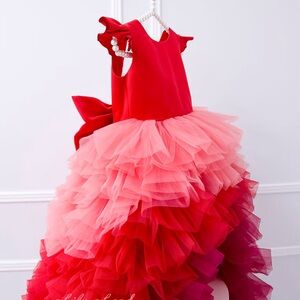 Tulip Red and Pink kids Gown